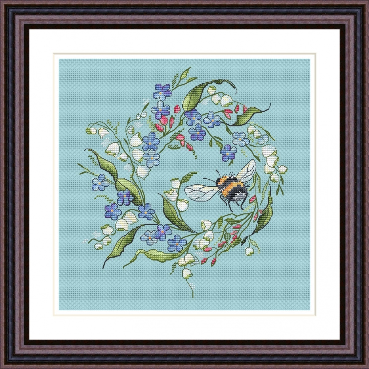 Lily of the Valley Wreath Cross Stitch Pattern фото 1
