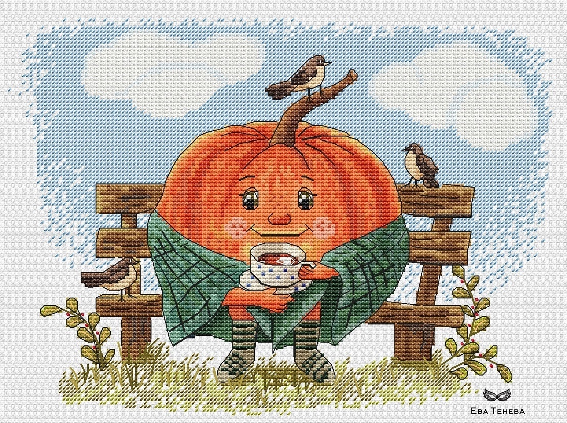 Cozy Autumn (with background) Cross Stitch Pattern фото 1