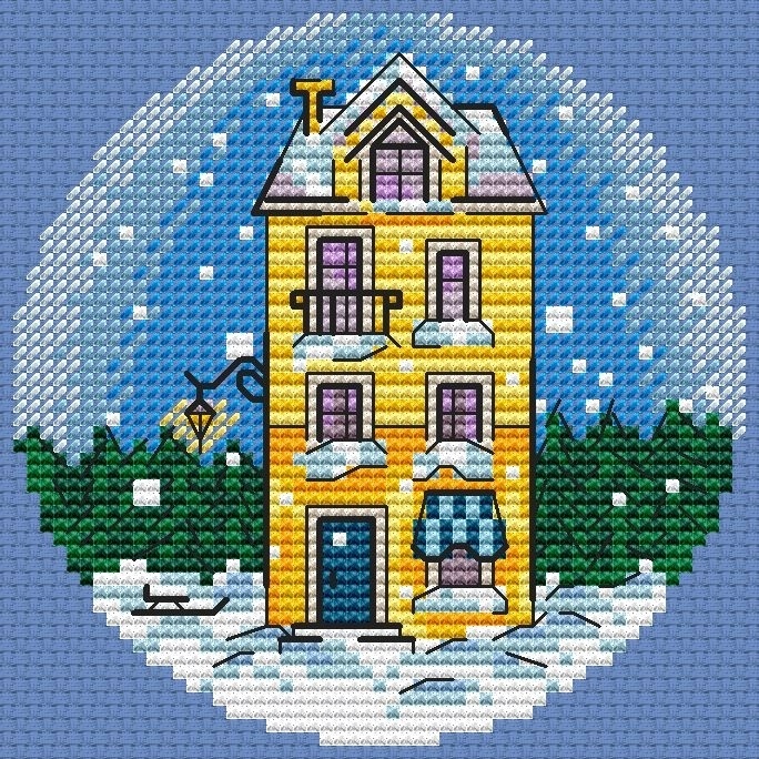 Yellow House Cross Stitch Pattern фото 1