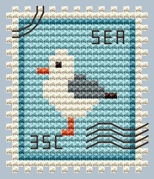 Seagull Postage Stamp Cross Stitch Pattern фото 1