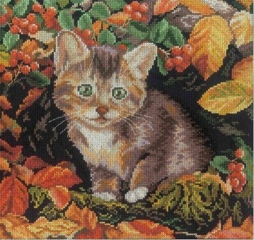 Autumn Kitten Cross Stitch Kit фото 1