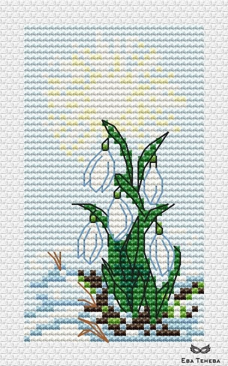 Tender Snowdrops Cross Stitch Pattern фото 2