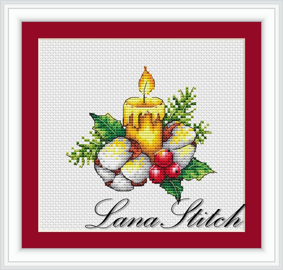 Christmas Tree Decoration. Candle Cross Stitch Pattern фото 1