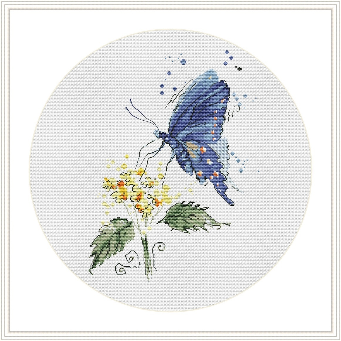 Blue Butterfly Cross Stitch Pattern фото 1