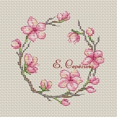 Sakura Wreath Cross Stitch Pattern фото 4