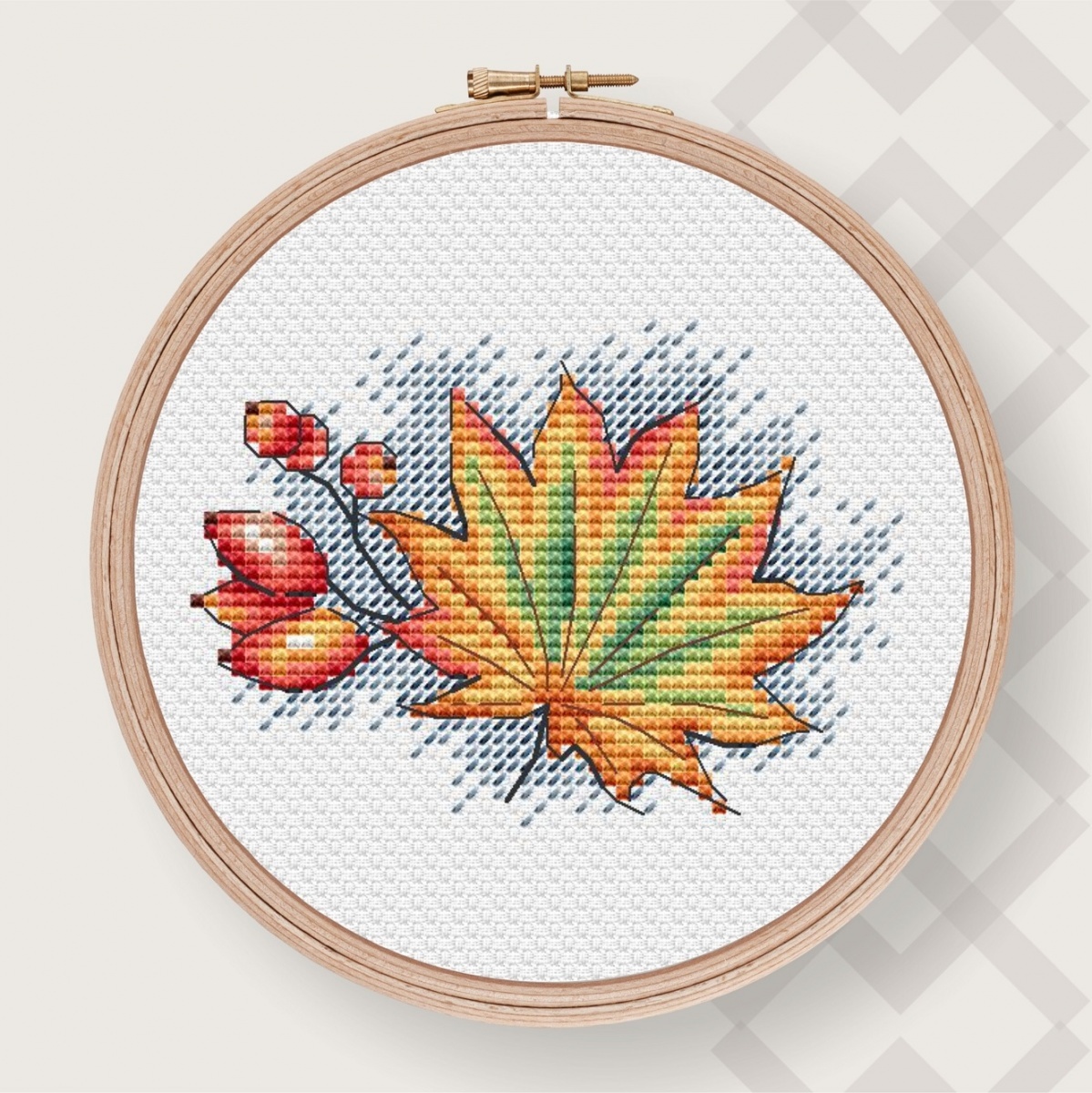 Autumn Miniatures. Leaf Cross Stitch Pattern фото 1