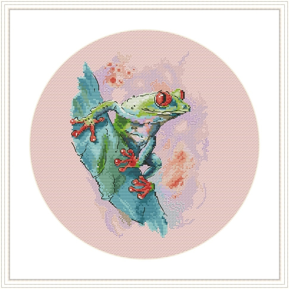 Tree Frog on a Lilac Background Cross Stitch Pattern фото 5
