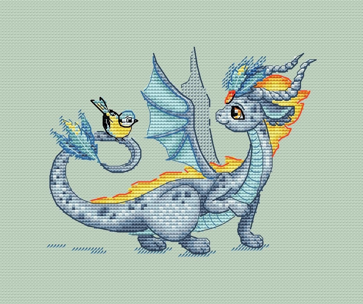 The Dragon and the Bird Cross Stitch Pattern фото 1