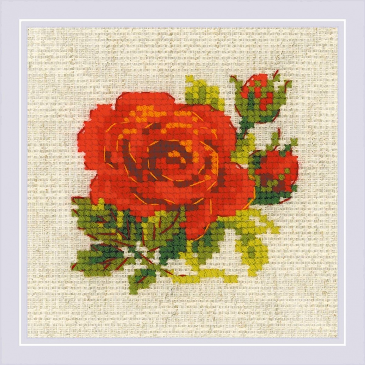 Flame Red Rose Cross Stitch Kit фото 1