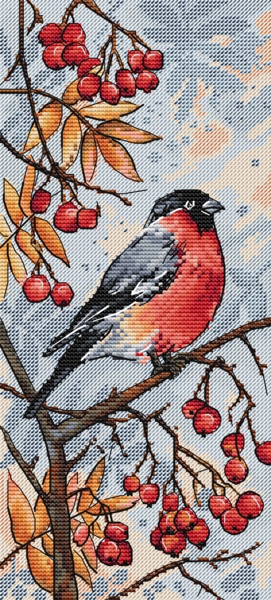 Bullfinch Bird Cross Stitch Pattern фото 1
