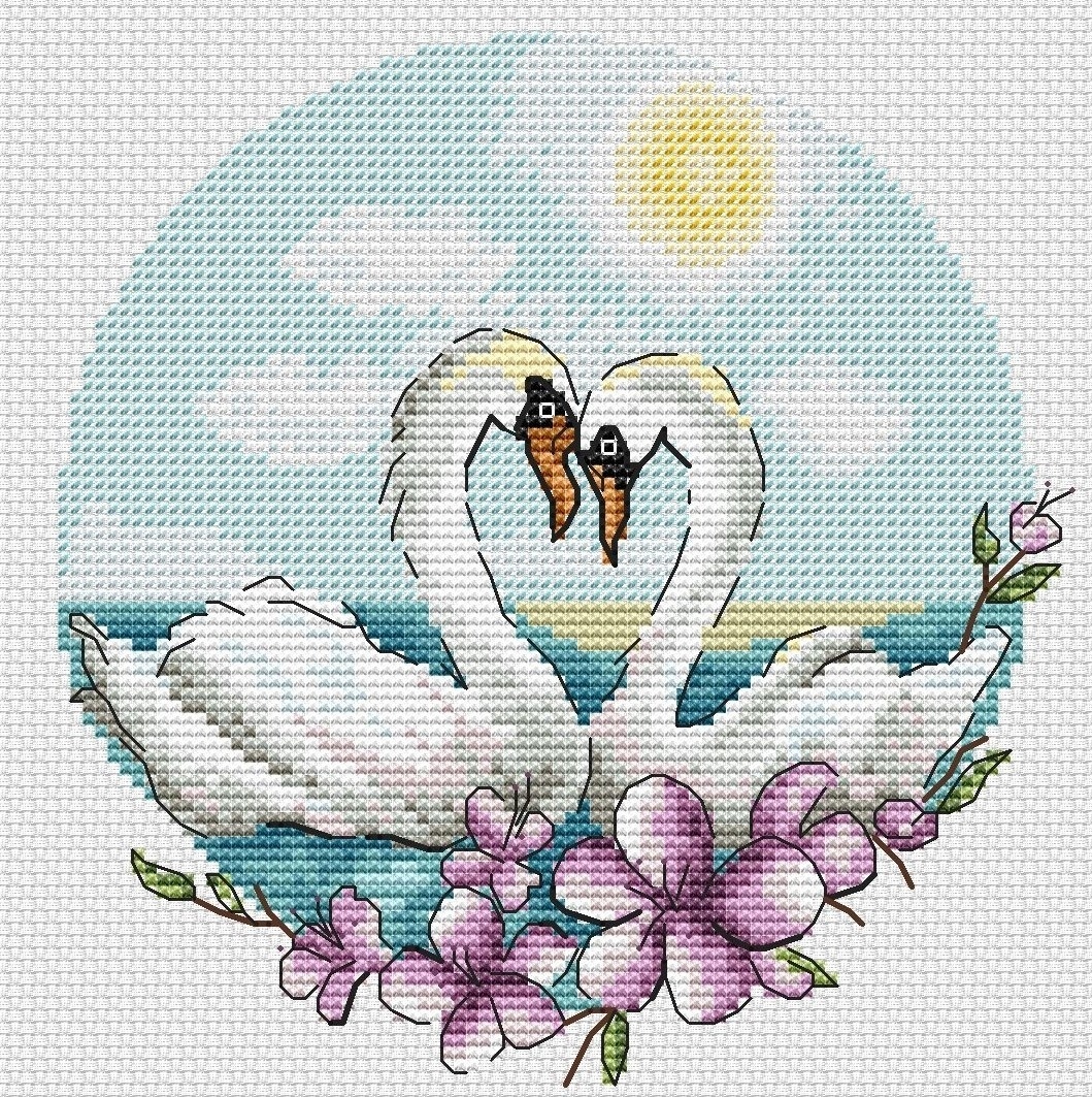 Spring Song. Swans Cross Stitch Pattern фото 1