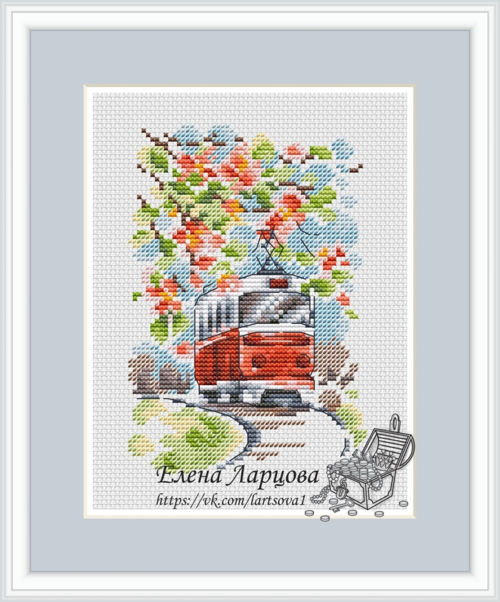 Tram - Spring Cross Stitch Pattern фото 1