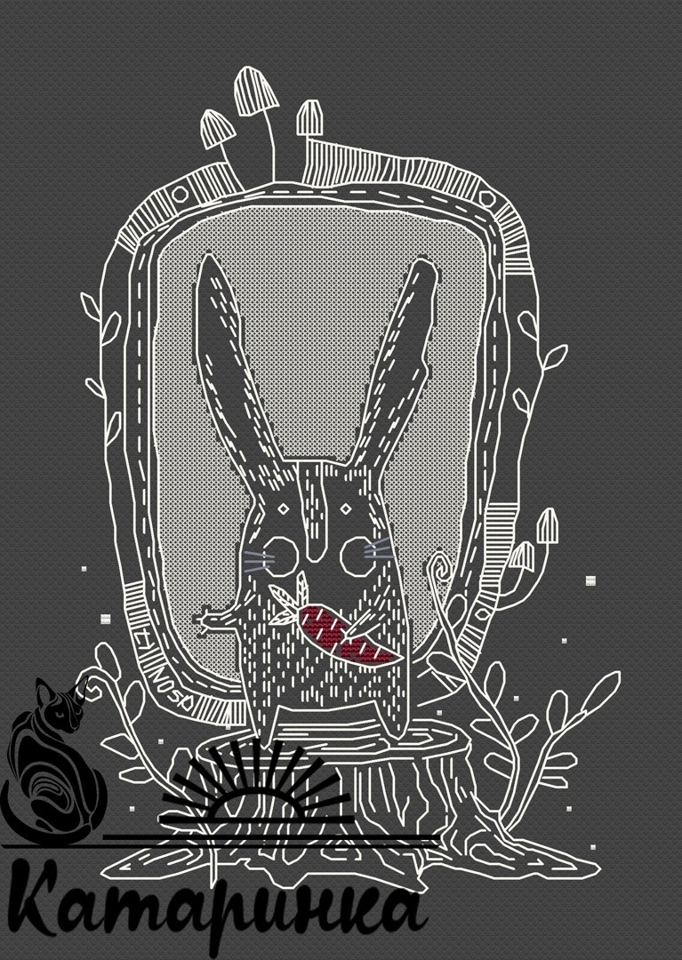 Hare with Carrot Cross Stitch Pattern фото 1