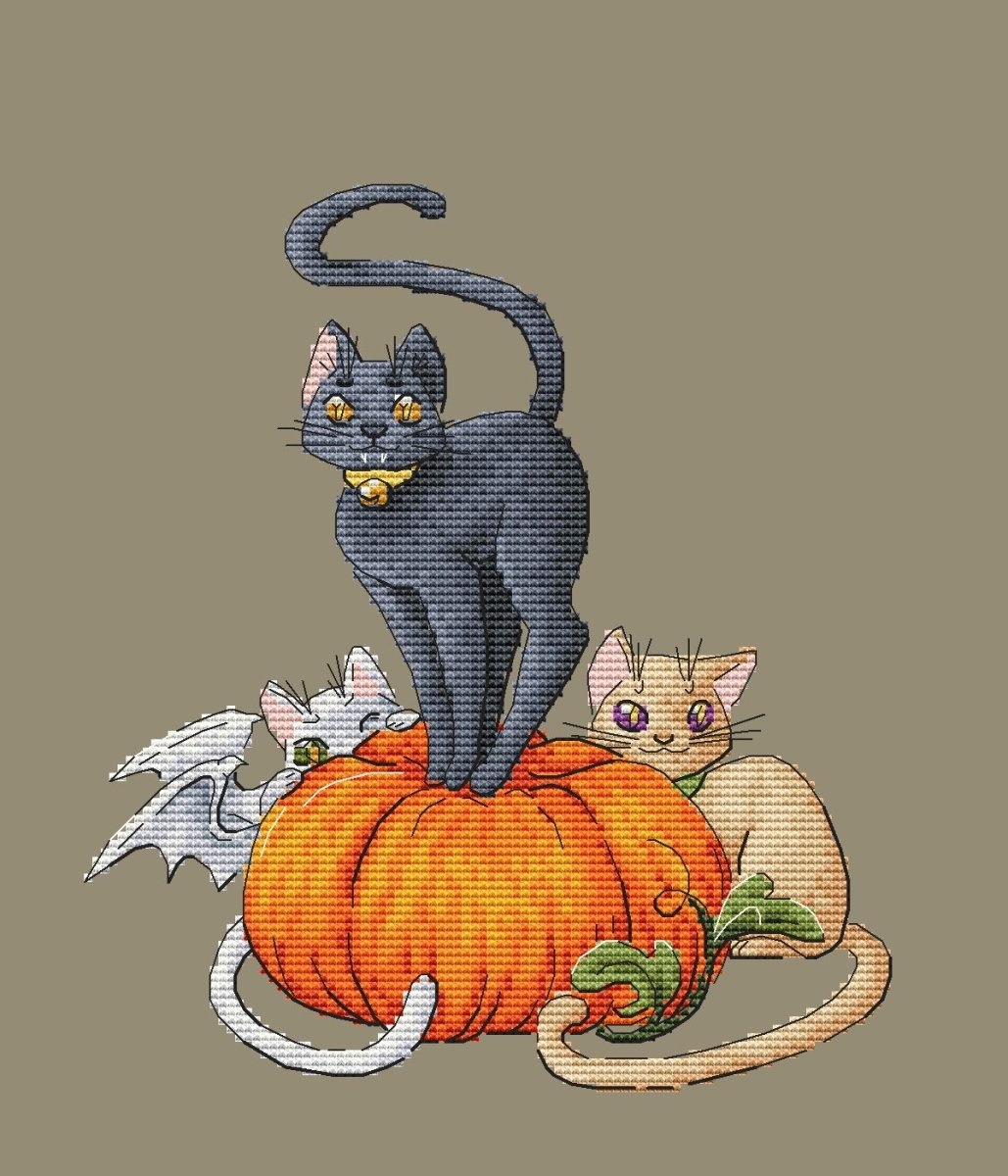 Cats and Pumpkin Cross Stitch Pattern фото 2