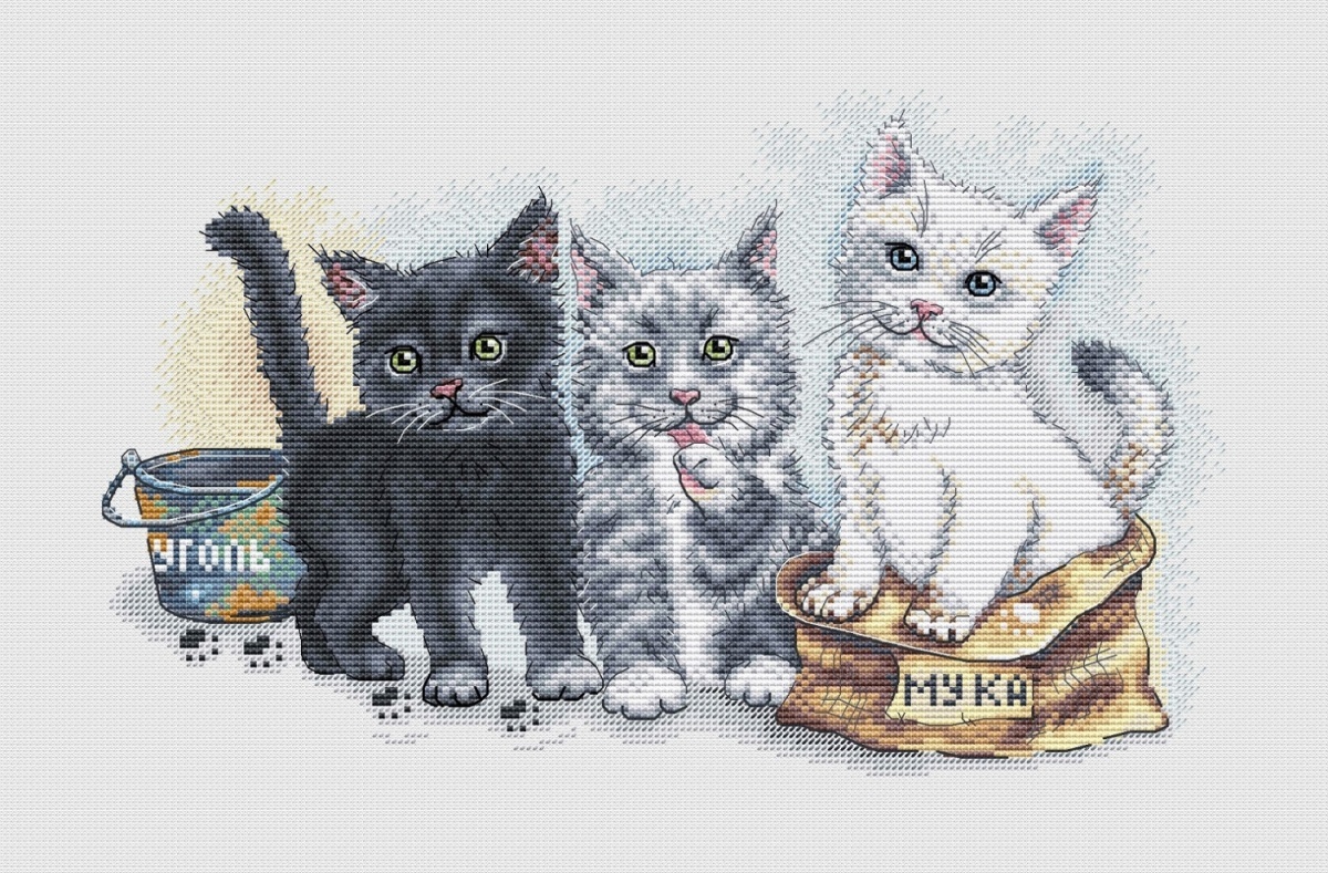 3 Kittens Cross Stitch Pattern фото 1