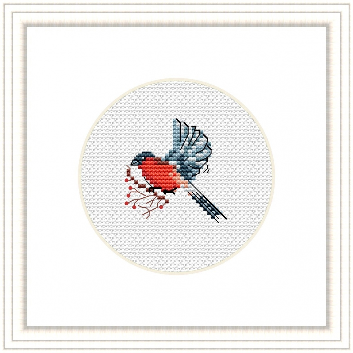 Bullfinch 1 Mini Cross Stitch Pattern фото 1
