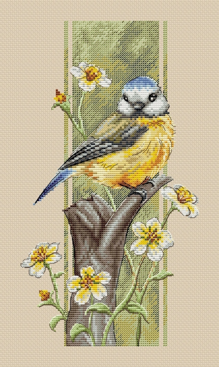 Feathered Summer. Titmouse Cross Stitch Pattern фото 4