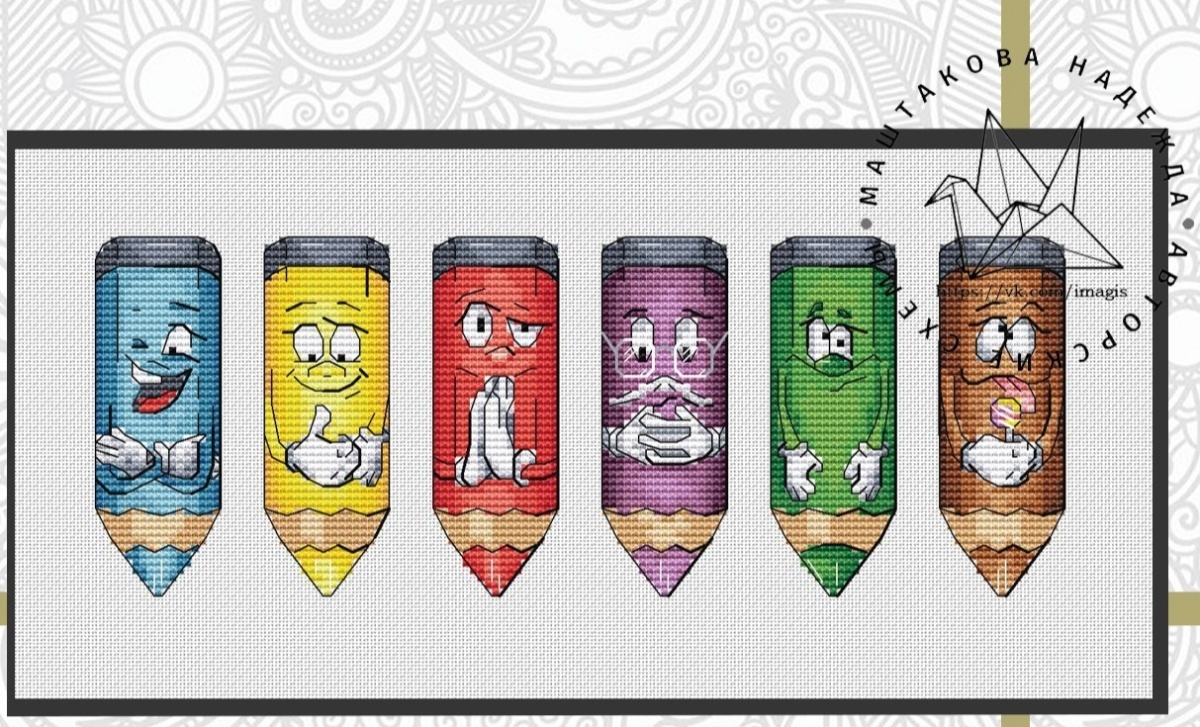 Colored Pencils Set Cross Stitch Pattern фото 1