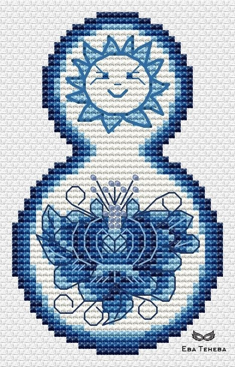 Gzhel. Sun Cross Stitch Pattern фото 1