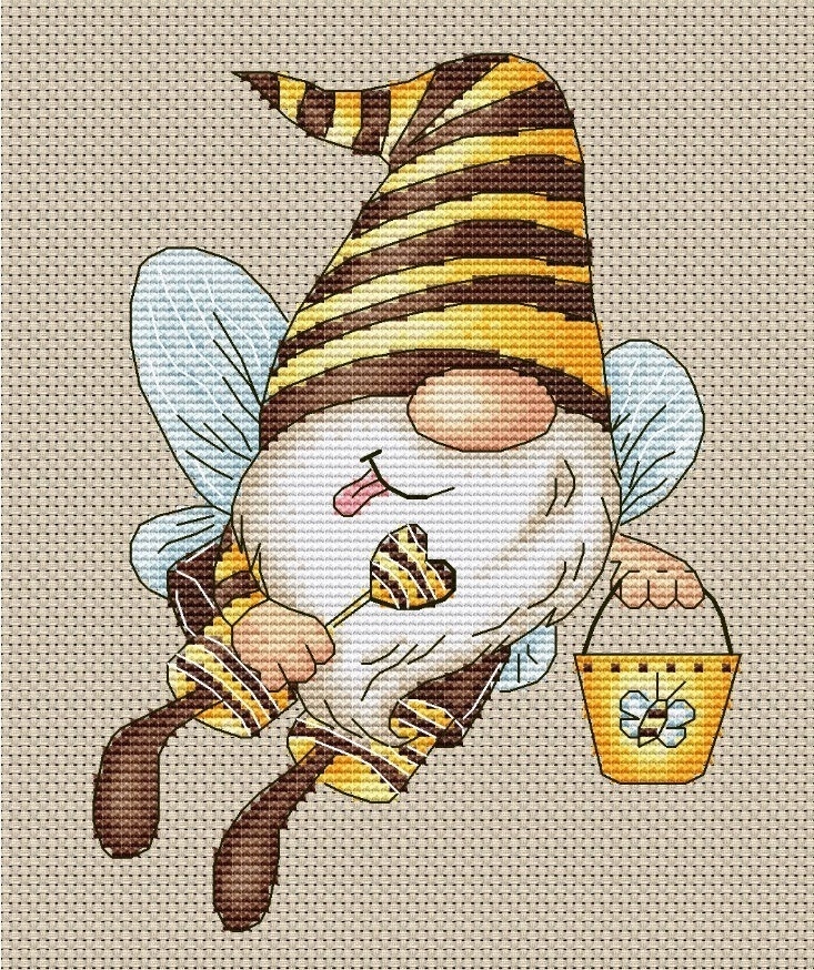 Bee Gnome Cross Stitch Pattern фото 2