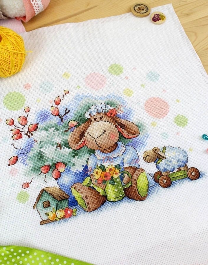 Curly-Haired Sheep Cross Stitch Kit фото 3