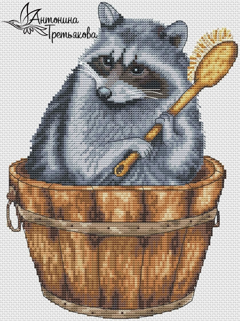 Raccoon Free Cross Stitch Pattern фото 1