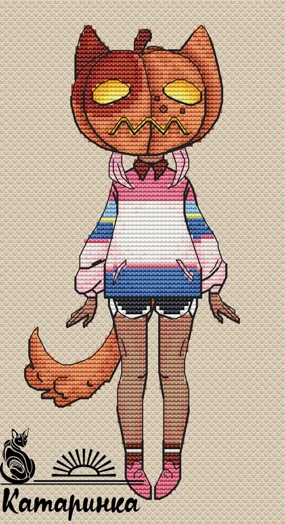 Pumpkin Girl 5 Cross Stitch Pattern фото 1