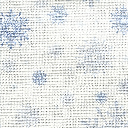 14 Count Aida Designer Fabric by Bestex Blue Snowflakes фото 1