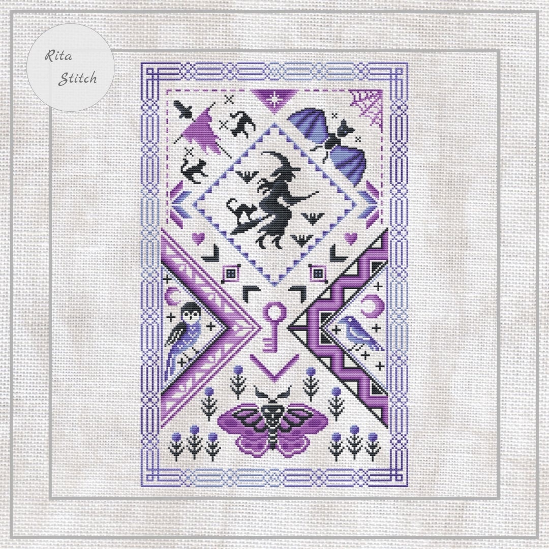 Sampler Witch Cross Stitch Pattern фото 2