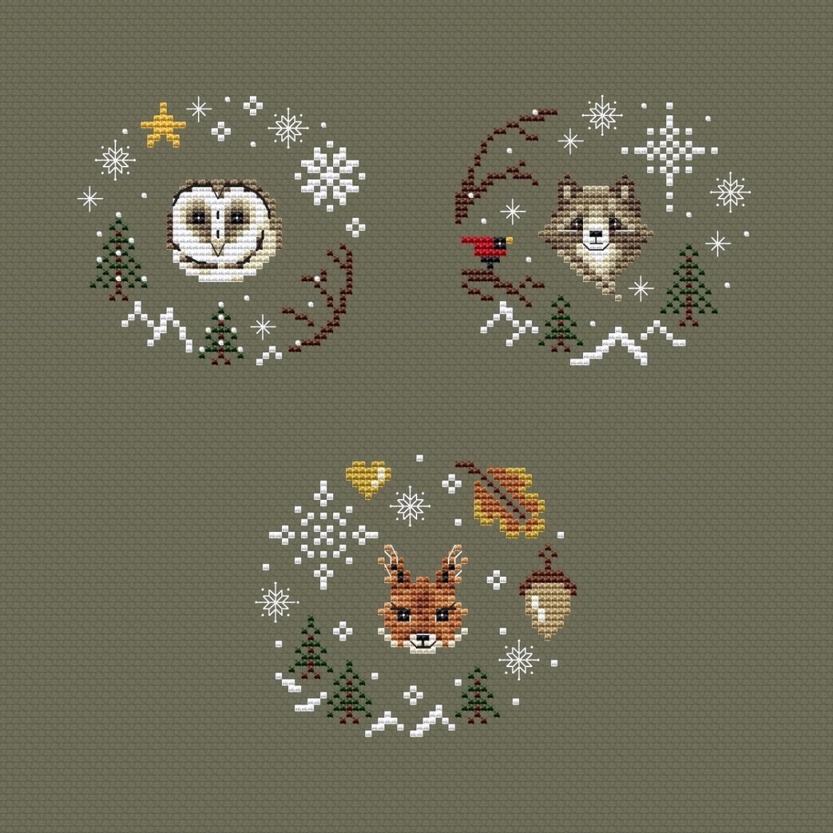 Winter Wreaths Set Cross Stitch Pattern фото 1
