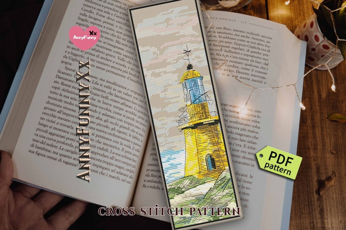 Bookmark Yellow Lighthouse Cross Stitch Pattern фото 6