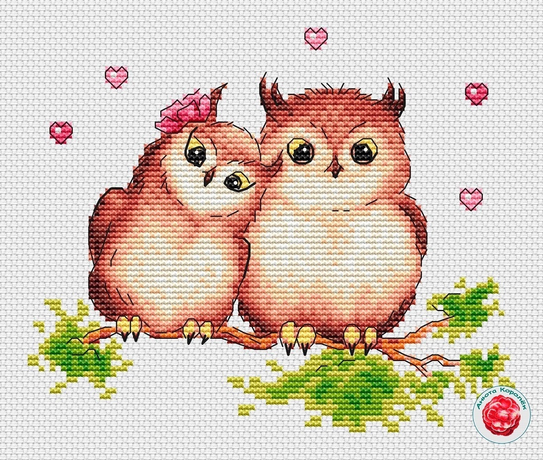 Owls In Love Cross Stitch Chart фото 1