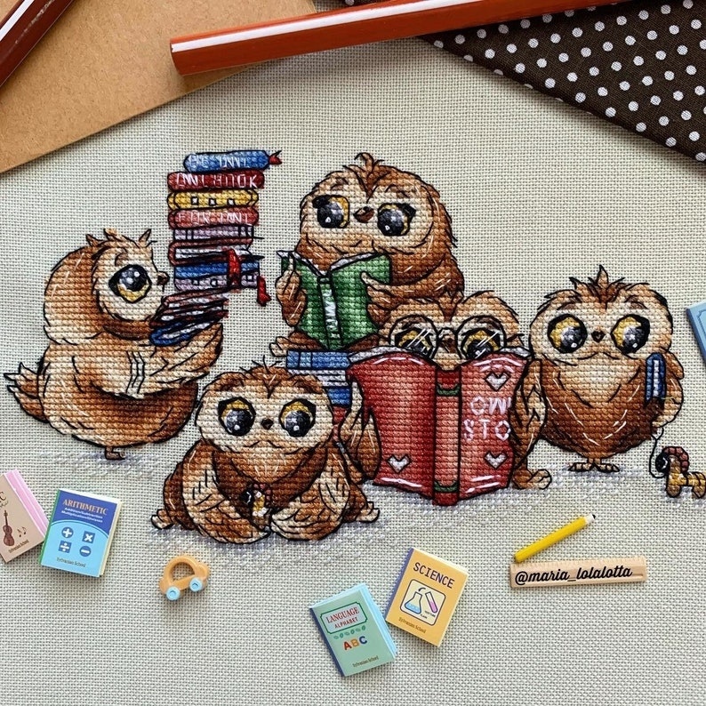 Owls with Books Cross Stitch Pattern фото 7
