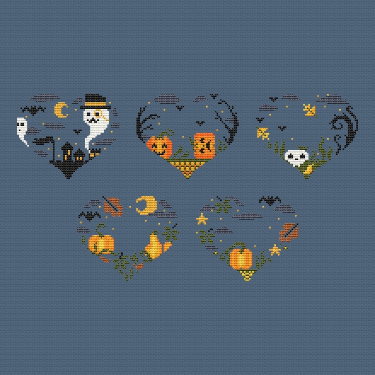 Halloween Hearts Cross Stitch Pattern фото 2