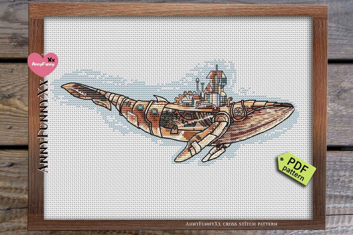 Steampunk Whale Cross Stitch Pattern фото 3
