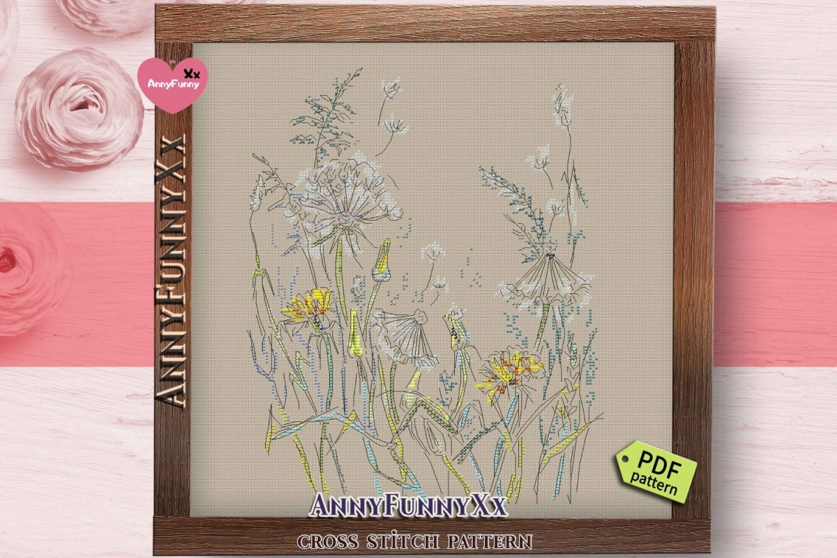 Flowers. Sketch. Dandelion Cross Stitch Pattern фото 4
