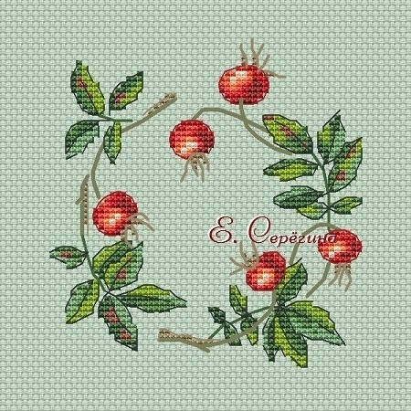 Rosehip Wreath Cross Stitch Chart фото 2
