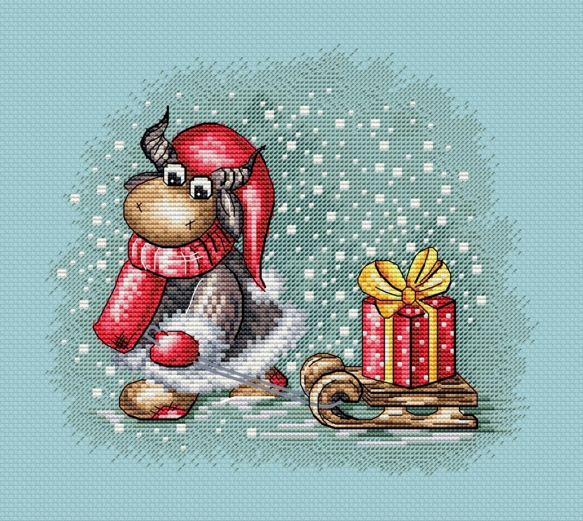 Bull with a Sled Cross Stitch Pattern фото 7