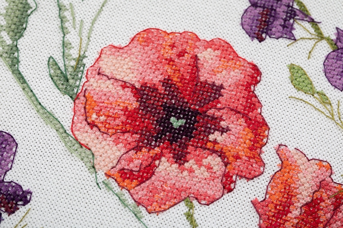 Poppies and Coneflowers Cushion Cross Stitch Kit фото 5