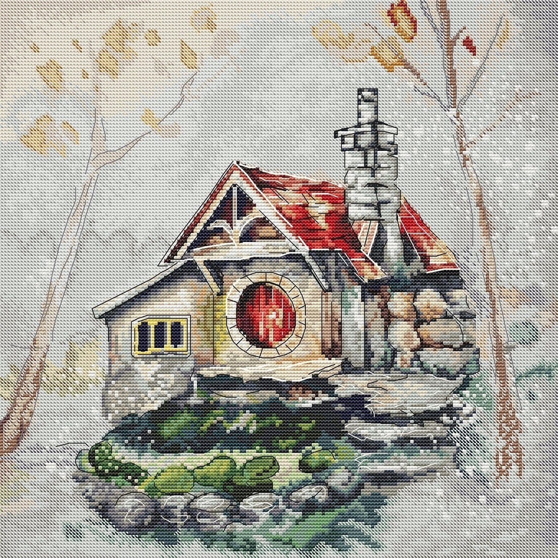 Watercolor House Cross Stitch Pattern фото 1