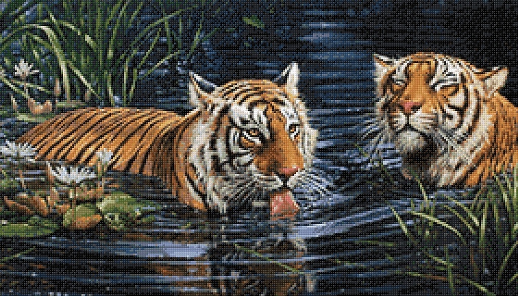 Tigers in the Water Diamond Painting Kit фото 2