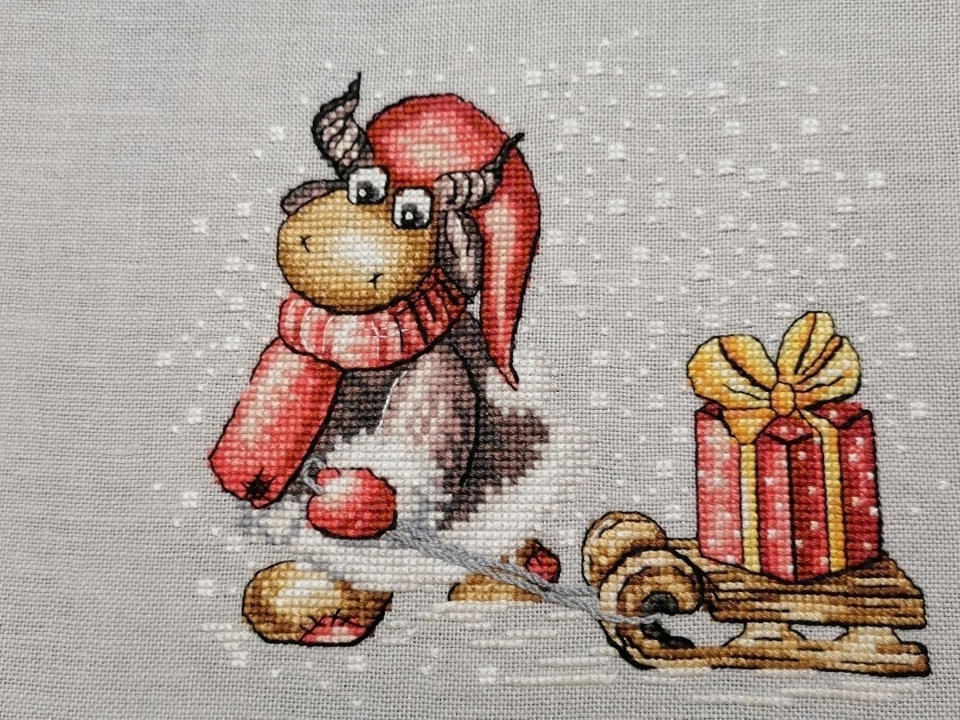 Bull with a Sled Cross Stitch Pattern фото 11