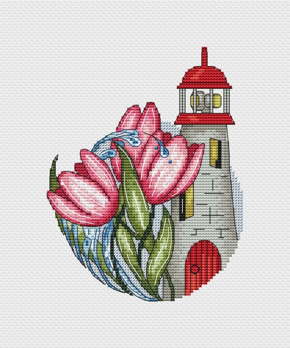 Flower Lighthouse Cross Stitch Chart фото 1