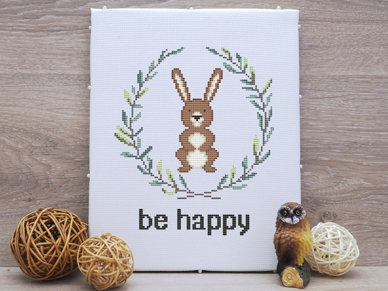 Be Happy Simple Cross Stitch Pattern фото 2
