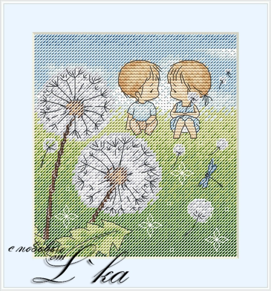 Kids. Dandelions Cross Stitch Pattern фото 1