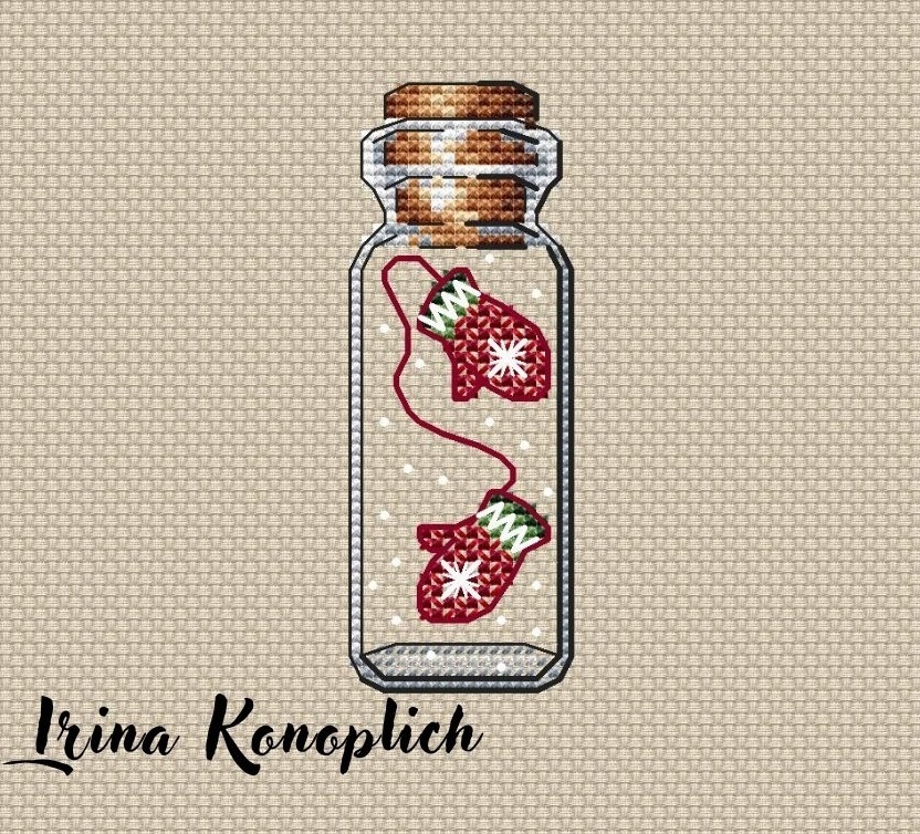 Bottles. Mittens Cross Stitch Pattern фото 1