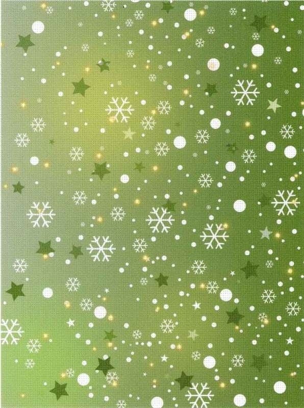 18 Count Aida Designer Fabric by MP Studia Snowflakes on Green фото 1