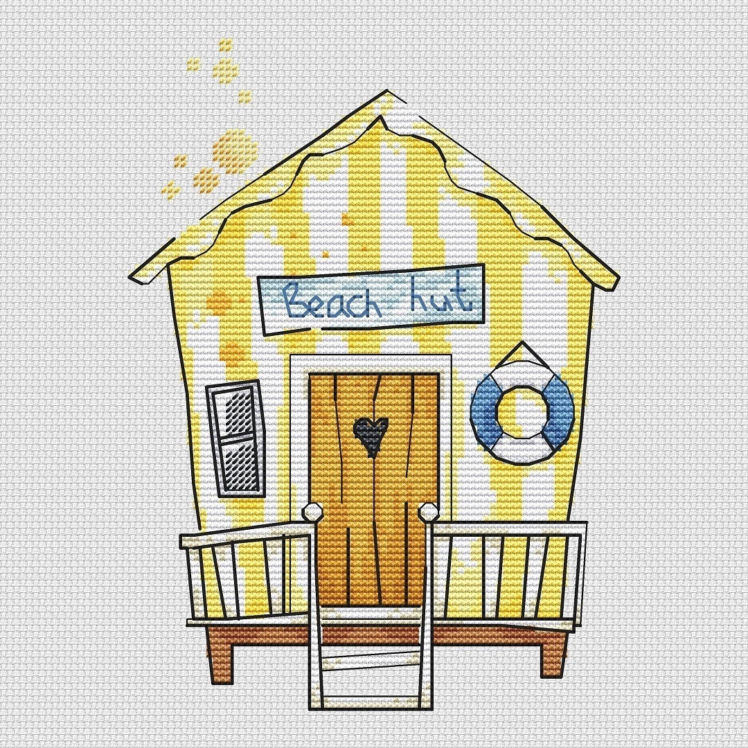 Beach House. Yellow Cross Stitch Pattern фото 1