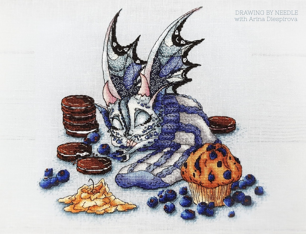 Blueberry Dragon Cross Stitch Pattern фото 5