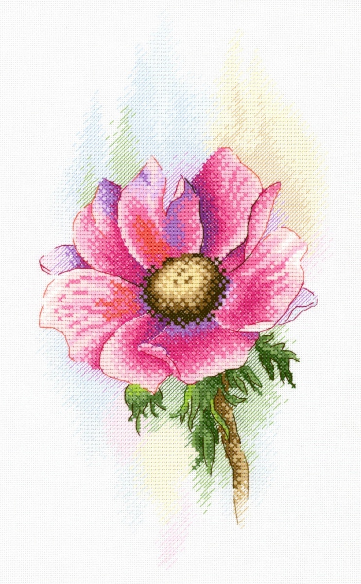 Pink Anemone Cross Stitch Kit фото 1